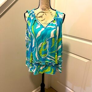 VINTAGE Escapada Living Size XL Sleeveless Colorful Women’s Blouse, Rayon, EUC
